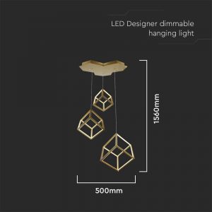 Κρεμαστό φωτιστικό οροφής LED 46W 3000K Χρυσού Χρώματος Step Dimmable V-TAC – 15341