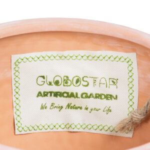 GloboStar® Artificial Garden CHIOS 20462 Κρεμαστό Πήλινο Κεραμικό Κασπώ Γλάστρα – Flower Pot Κεραμιδί με Λευκό Φ19.5cm x Υ11.5cm 20462