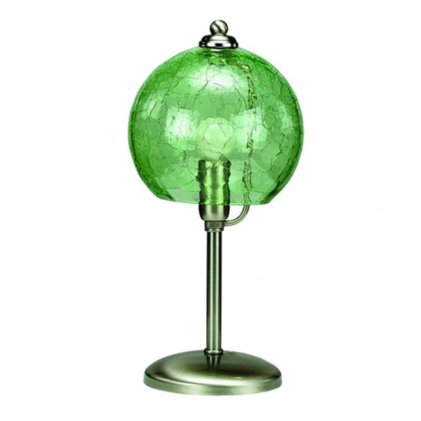 InLight Επιτραπέζιο φωτιστικό από νίκελ ματ μέταλλο και πράσινο κρακελέ γυαλί (3366-Πράσινο)