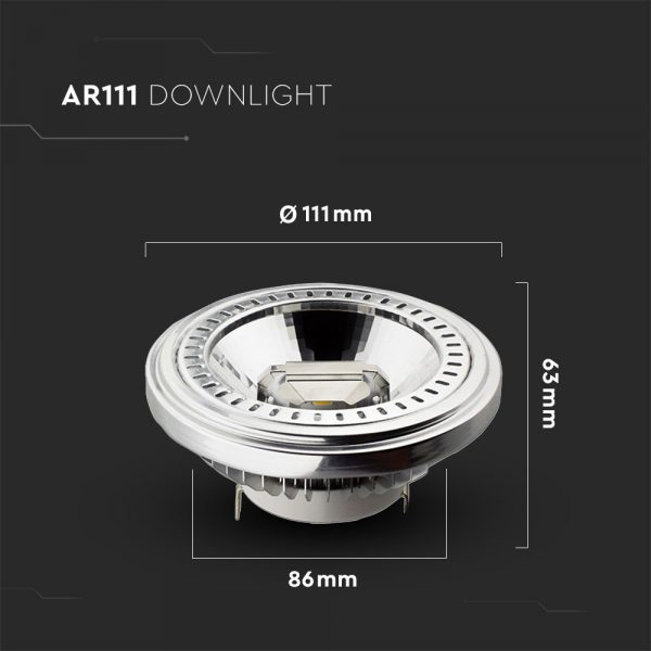 Λάμπα LED Spot G53 AR111 COB 15W Φυσικό λευκό 4500K 40° Αλουμίνιο σώμα Όχι 780lm 15W IP20 Πλαστικό, ντυμένο αλουμίνιο 4256