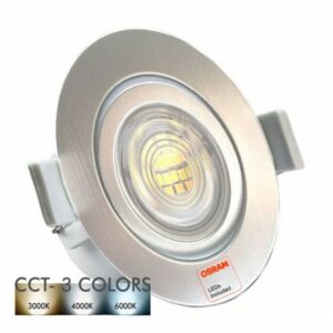 LED φωτιστικό οροφής χωνευτό Στρογγυλό Osram Chip SMD 7W CCT Gray Chrome 100lm/W