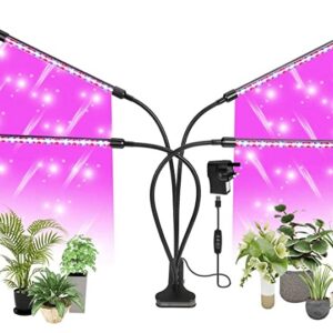 LED FUJIWAY, Φως πλήρους φάσματος με 80 LED ανάπτυξης φυτού για εσωτερικό χώρο, 4 κεφαλές λαμπτήρων ανάπτυξης με χρονοδιακόπτη 360 ° ρυθμιζόμενο