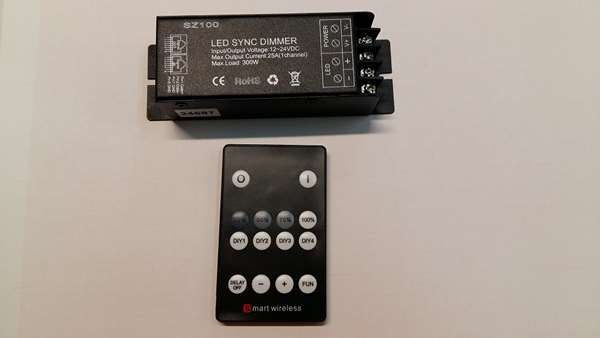 Power Dimmer RF με τηλεχειριστήριο 12V 24V 300W DMX